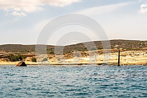 Sarakiniko Ship Wreck - wreck of tanker ship Africa which ÑrÐ°shÐµd intÐ¾ thÐµ rocks during Ð° stÐ¾rm in 2003